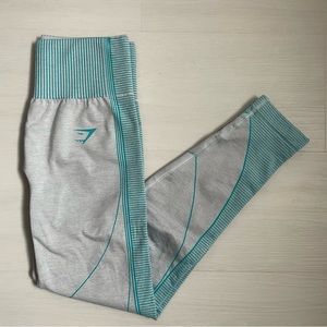 Gymshark Hyper Amplify Leggings - Light Grey Marl/Light Teal - Size Small
